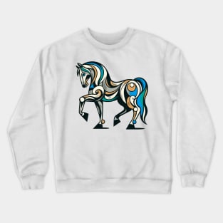 Horse illustration. Illustration of a horse in cubism style Crewneck Sweatshirt